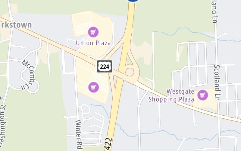 Static map of Beaver Valley Expressway at US 224 / W State Street