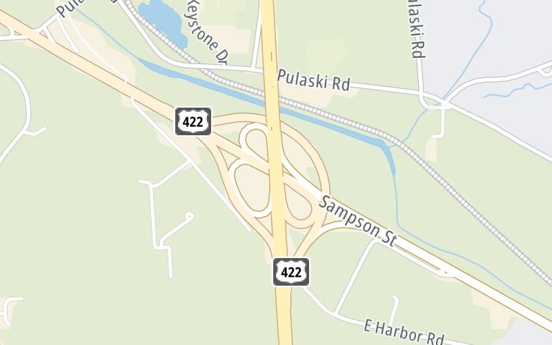 Static map of Beaver Valley Expressway at US 422 Bus / Sampson St