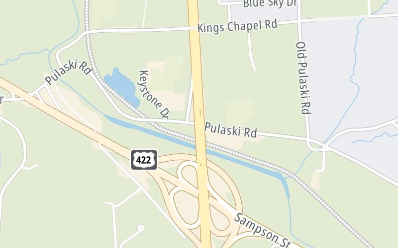 Static map of Beaver Valley Expressway at US 422 Bus / Pulaski Rd