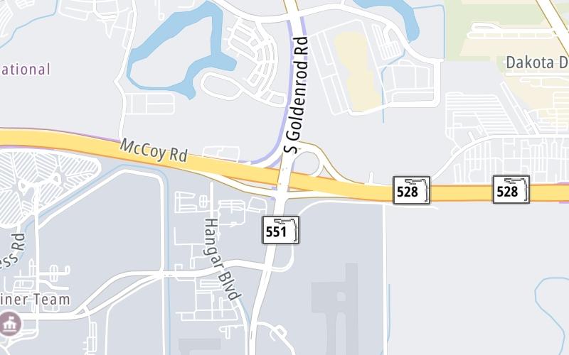 Static map of Beachline Expressway at Goldenrod Road