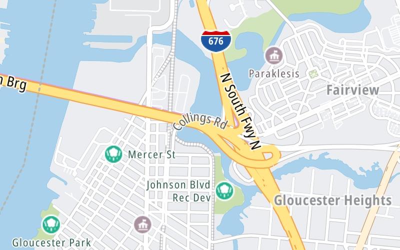 Static map of Walt Whitman Bridge at North-South Fwy / I–676