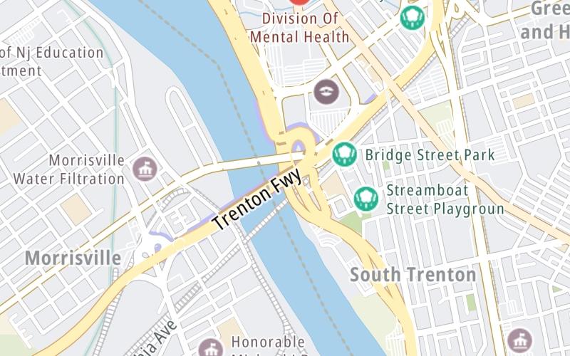 Static map of Trenton Morrisville Toll Bridge at NJ 29 / Broad St via US 1