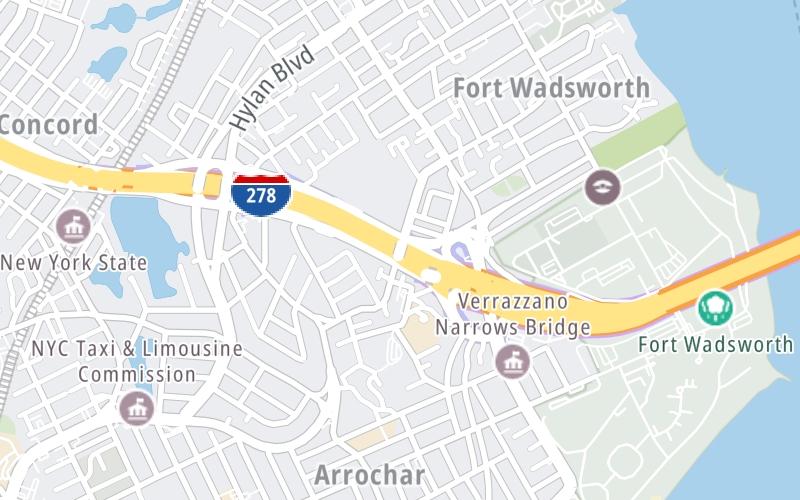 Static map of Verrazzano Narrows Bridge at Narrows Road