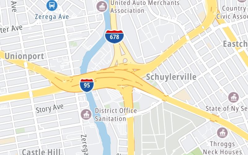 Static map of Bronx Whitestone Bridge at I–95 / I–278 / I–295