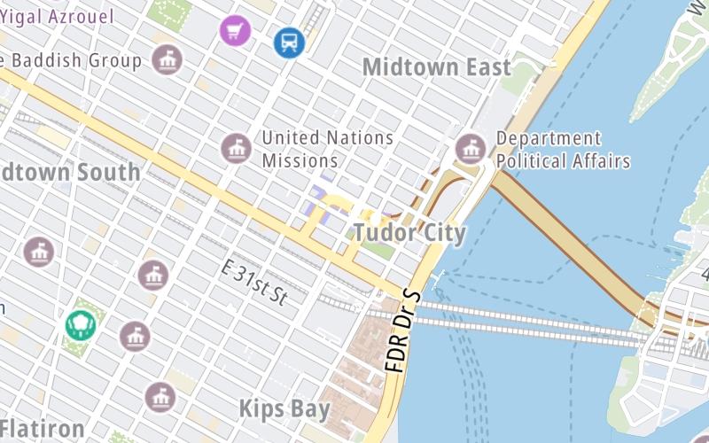 Static map of Queens Midtown Tunnel at Manhattan / 2nd Avenue