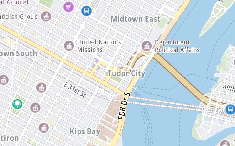 Static map of Queens Midtown Tunnel at Tunnel Toll Gantry