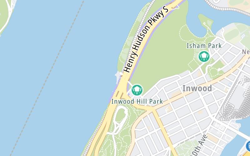 Static map of Henry Hudson Bridge at Dyckman Street