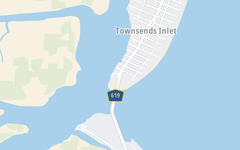 Static map of Townsends Inlet Bridge at Sea Isle City