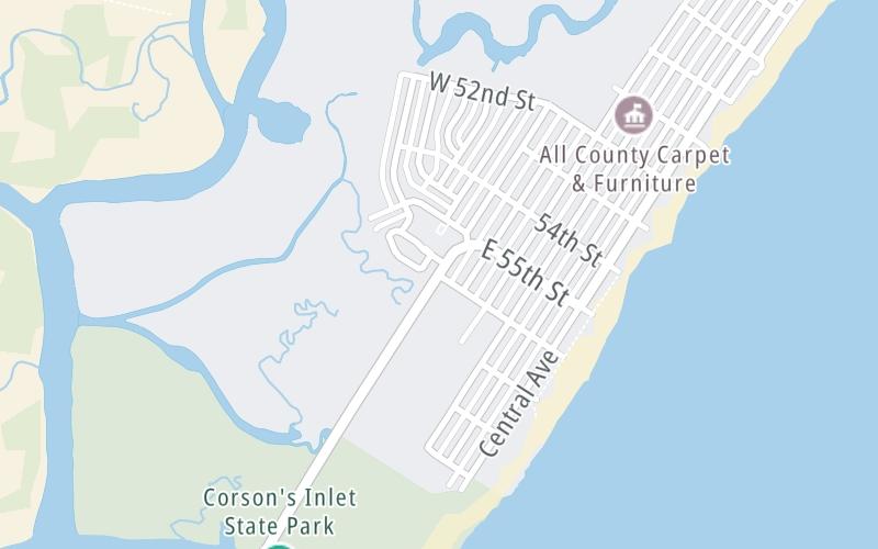 Static map of Corsons Inlet Bridge at Ocean City / 56th Street