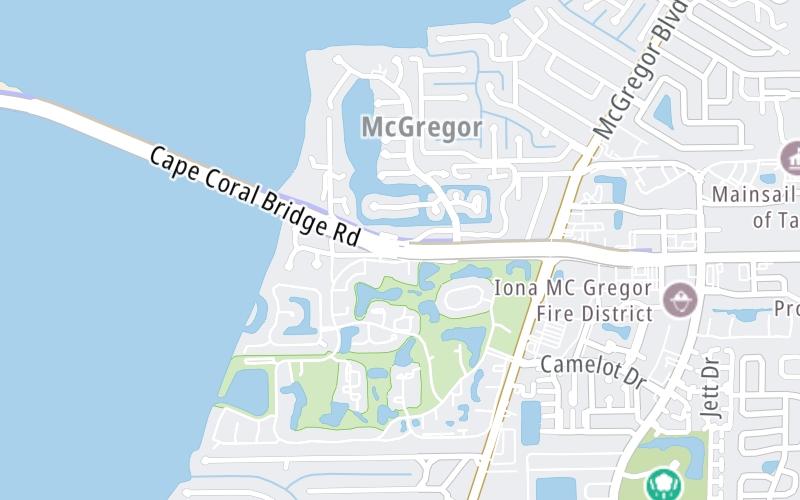 Static map of Cape Coral Bridge at Fort Myers