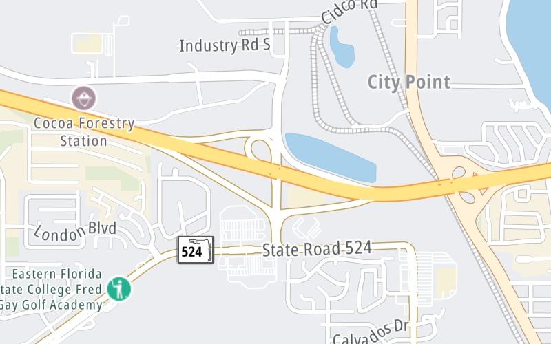 Static map of Beachline Expressway at SR 524 / Industry Road