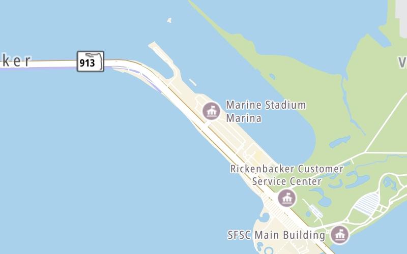 Static map of Rickenbacker Causeway at Miami Marine Stadium