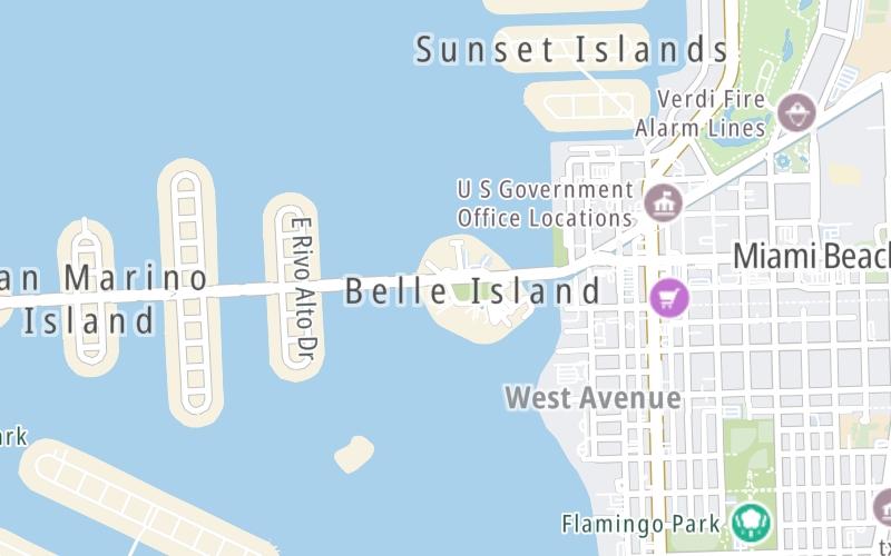 Static map of Venetian Causeway at Island Avenue / Loop