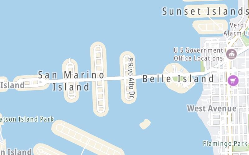 Static map of Venetian Causeway at Rio Alto Drive / Loop 