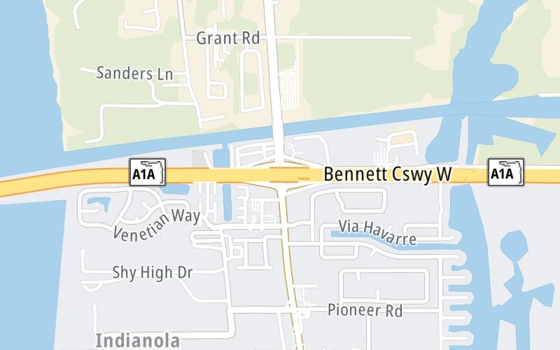 Static map of Beachline Expressway at SR 3 / N Courtnay Pkwy