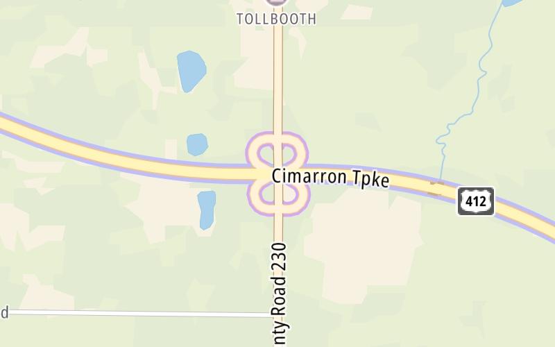 Static map of Cimarron Turnpike at US 177