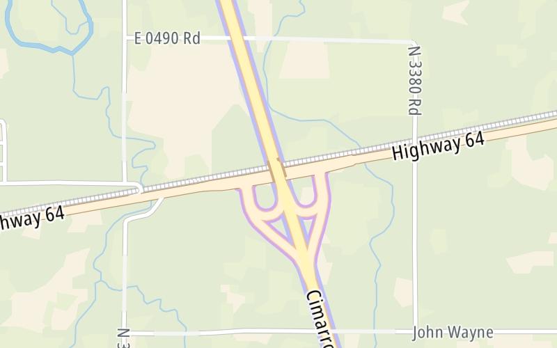 Static map of Cimarron Turnpike at US 64 / Morrison