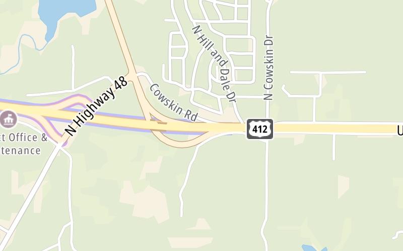 Static map of Cimarron Turnpike at SH 48 / US 64