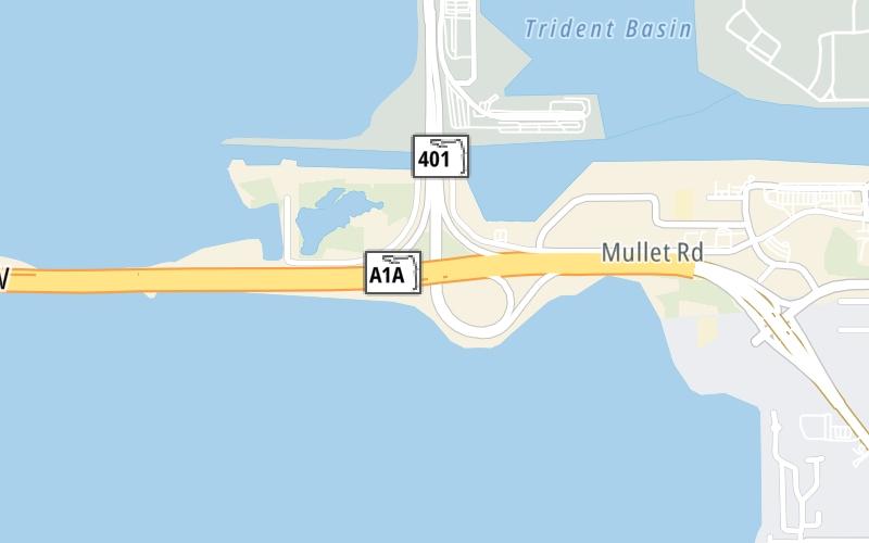 Static map of Beachline Expressway at SR 401 / Port Canaveral