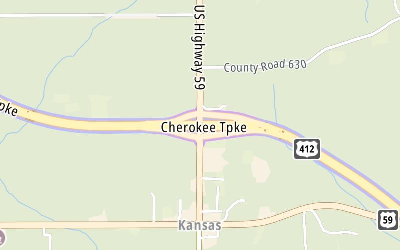 Static map of Cherokee Turnpike at US 59 / SH 10