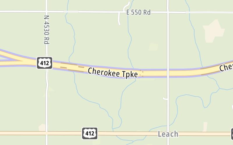 Static map of Cherokee Turnpike at Cherokee Turnpike Toll Plaza