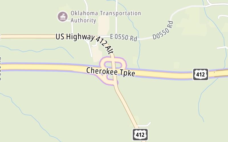 Static map of Cherokee Turnpike at US 412 Alt