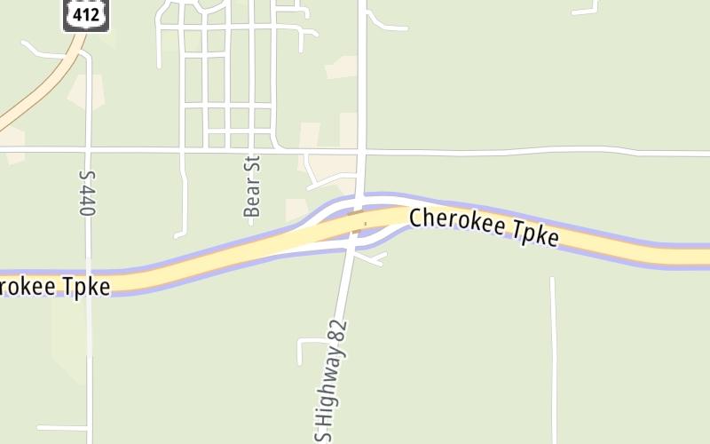 Static map of Cherokee Turnpike at SH 82