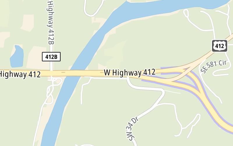 Static map of Cherokee Turnpike at US 412 Alt