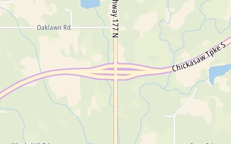 Static map of Chickasaw Turnpike at US 177