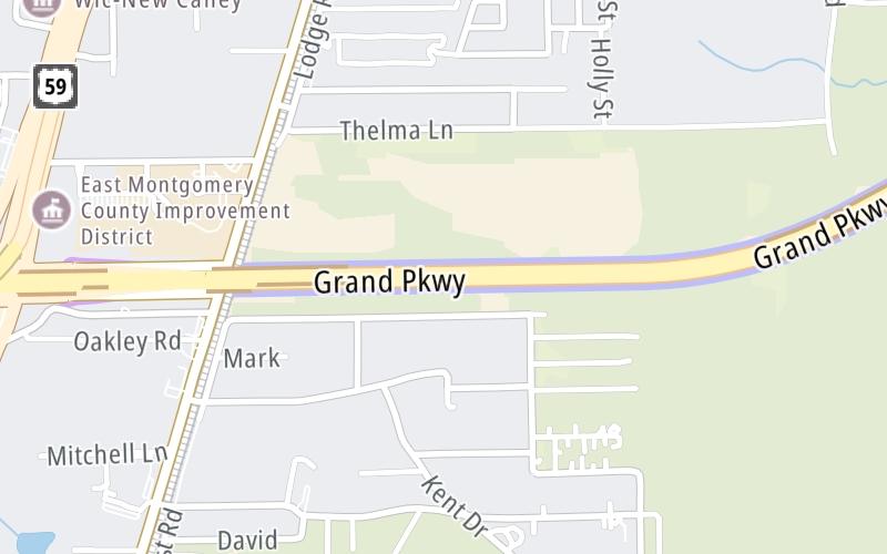 Static map of Grand Parkway at FM 1485 Mainline Toll Gantry