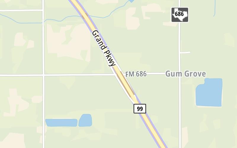 Static map of Grand Parkway at FM 686