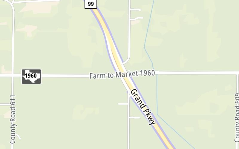 Static map of Grand Parkway at FM 1960