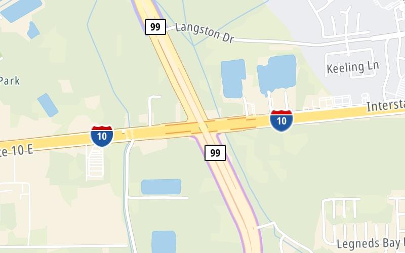 Static map of Grand Parkway at I–10