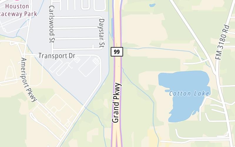 Static map of Grand Parkway at Baytown North Mainline Toll Gantry