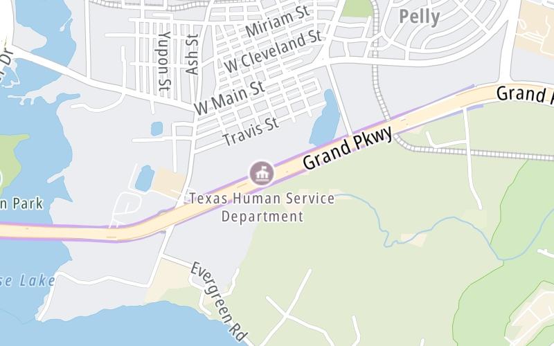 Static map of Grand Parkway at Baytown South Mainline Toll Gantry