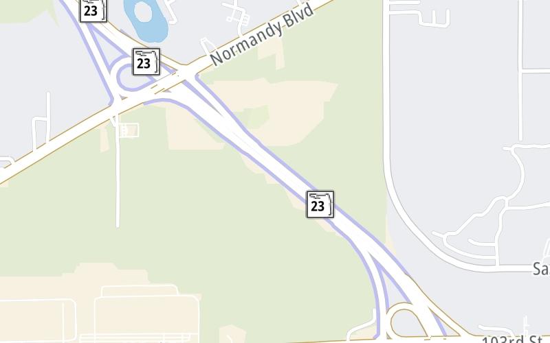 Static map of First Coast Expressway at Normandy Plaza SB