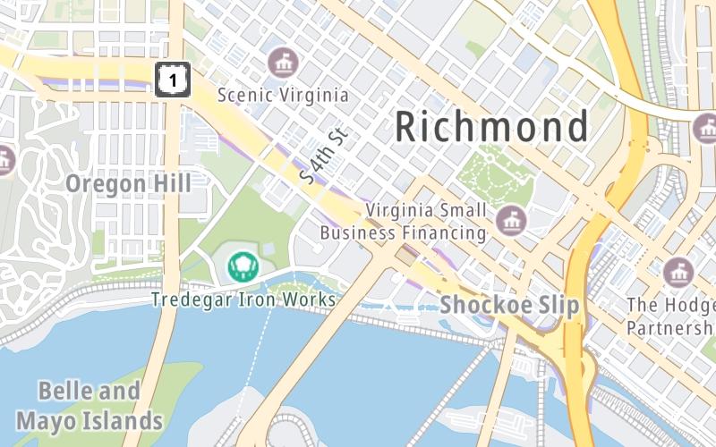 Static map of Downtown Expressway at S 7th St / S 9th St / US 60