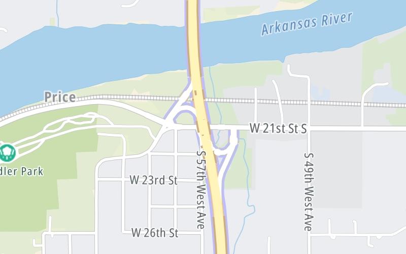 Static map of Gilcrease Expressway West at W 21st Street S