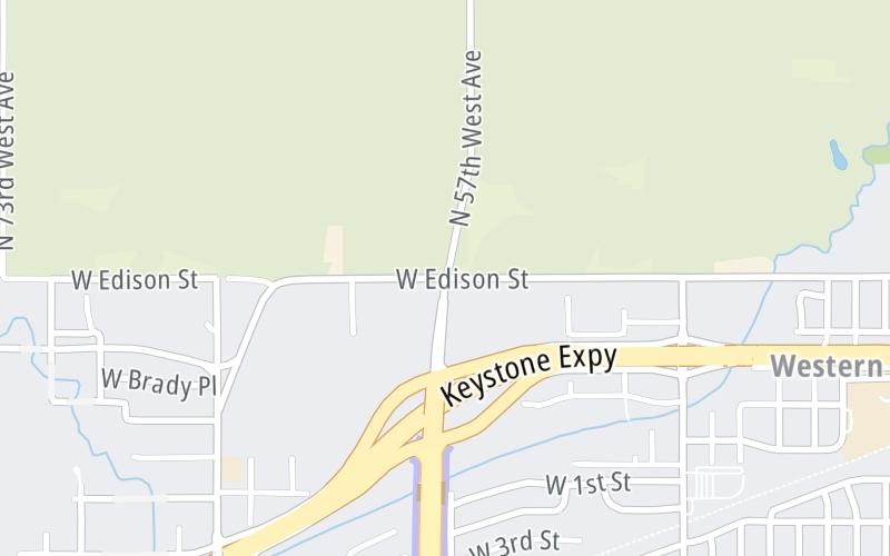 Static map of Gilcrease Expressway West at W Edison Street