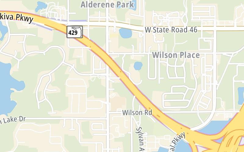 Static map of Western Beltway at Orange Plaza FDOT Toll Gantry