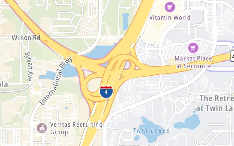 Static map of Western Beltway at I–4/SR 417