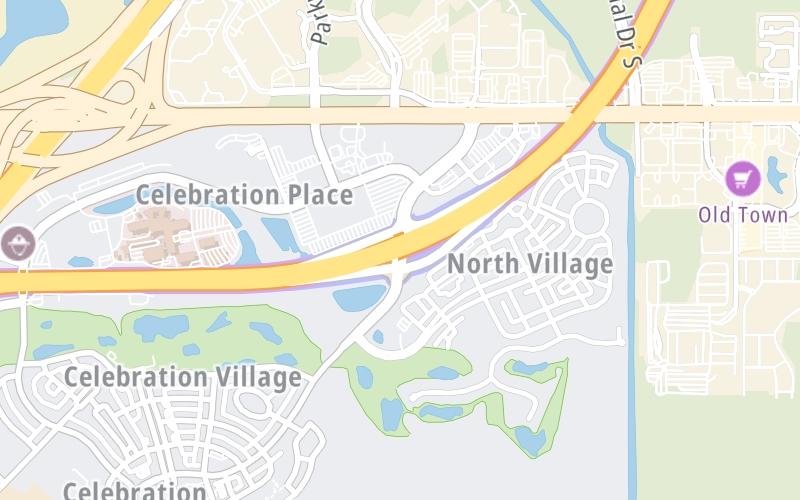 Static map of Central Florida Greeneway at Celebration Avenue