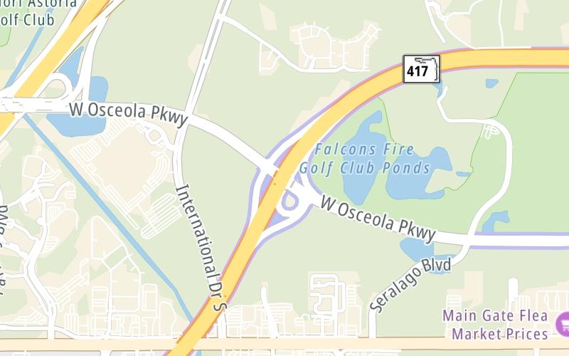 Static map of Central Florida Greeneway at West Osceola Parkway