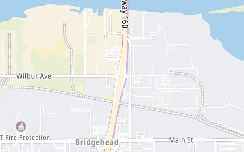 Static map of Antioch Bridge at Wilbur Avenue / Bridgehead Road