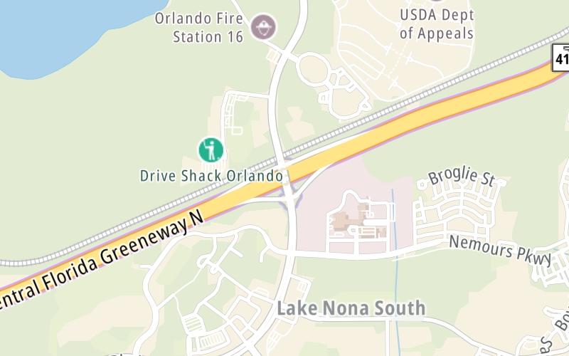 Static map of Central Florida Greeneway at Lake Nona Boulevard