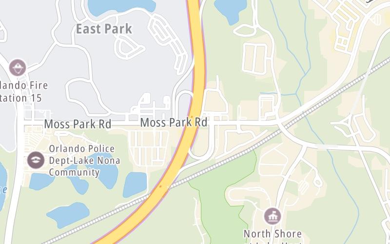 Static map of Central Florida Greeneway at Moss Park Road