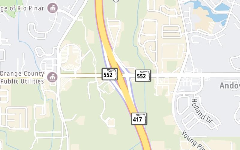 Static map of Central Florida Greeneway at Curry Ford Road