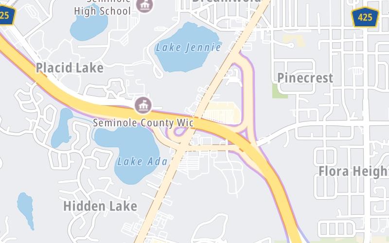 Static map of Central Florida Greeneway at US 17 / US 92 / Orlando Sanford Intl Airport/SFB