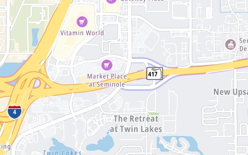 Static map of Central Florida Greeneway at Rhinehart Road