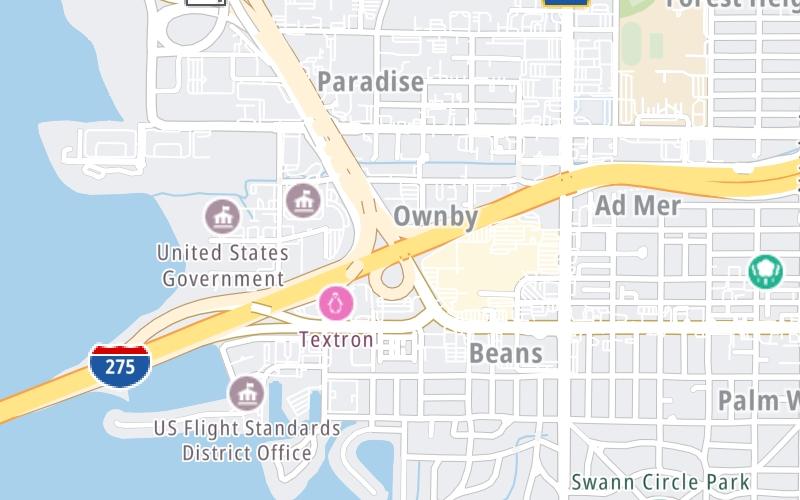 Static map of Suncoast Parkway at I–275 / SR 60 / Kennedy Blvd